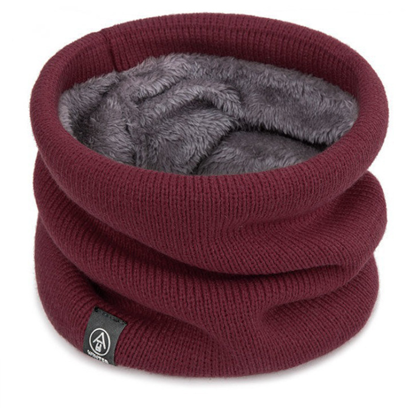 Warm Knitted Neck Gaiter Thick Plush Winter Scarf for Outdoor Sports