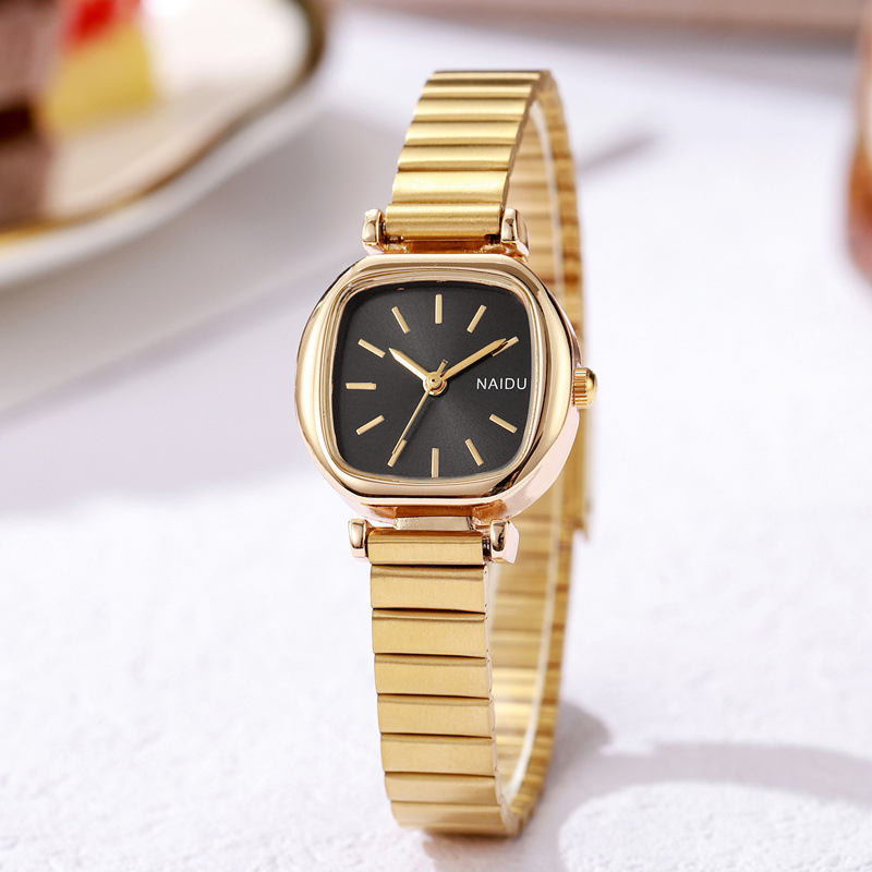 Women's Square Alloy Band Quartz Watch with Numberless Dial
