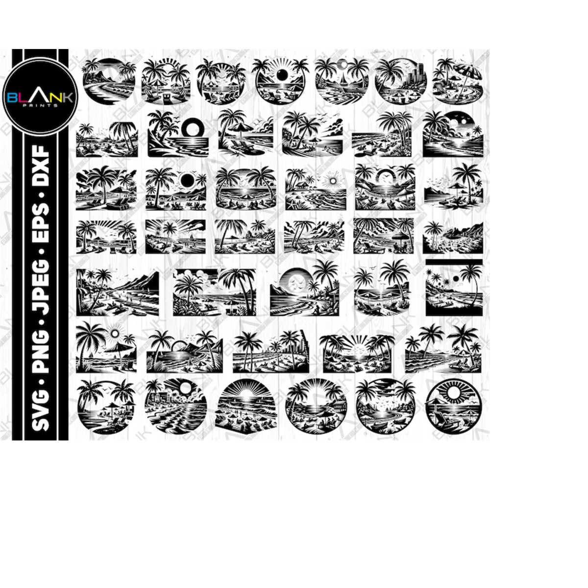 beach scene bundle svg png jpeg eps dxf bundle silhouette cr - Inspire ...
