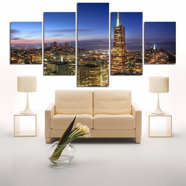 View of Transamerica Pyramid Of San Francisco Nature 5 Pieces Canvas - Inspire ...
