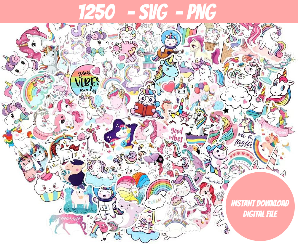 Rainbow Unicorn Printable Stickers, Rainbow Unicorn Clip Art - Inspire ...