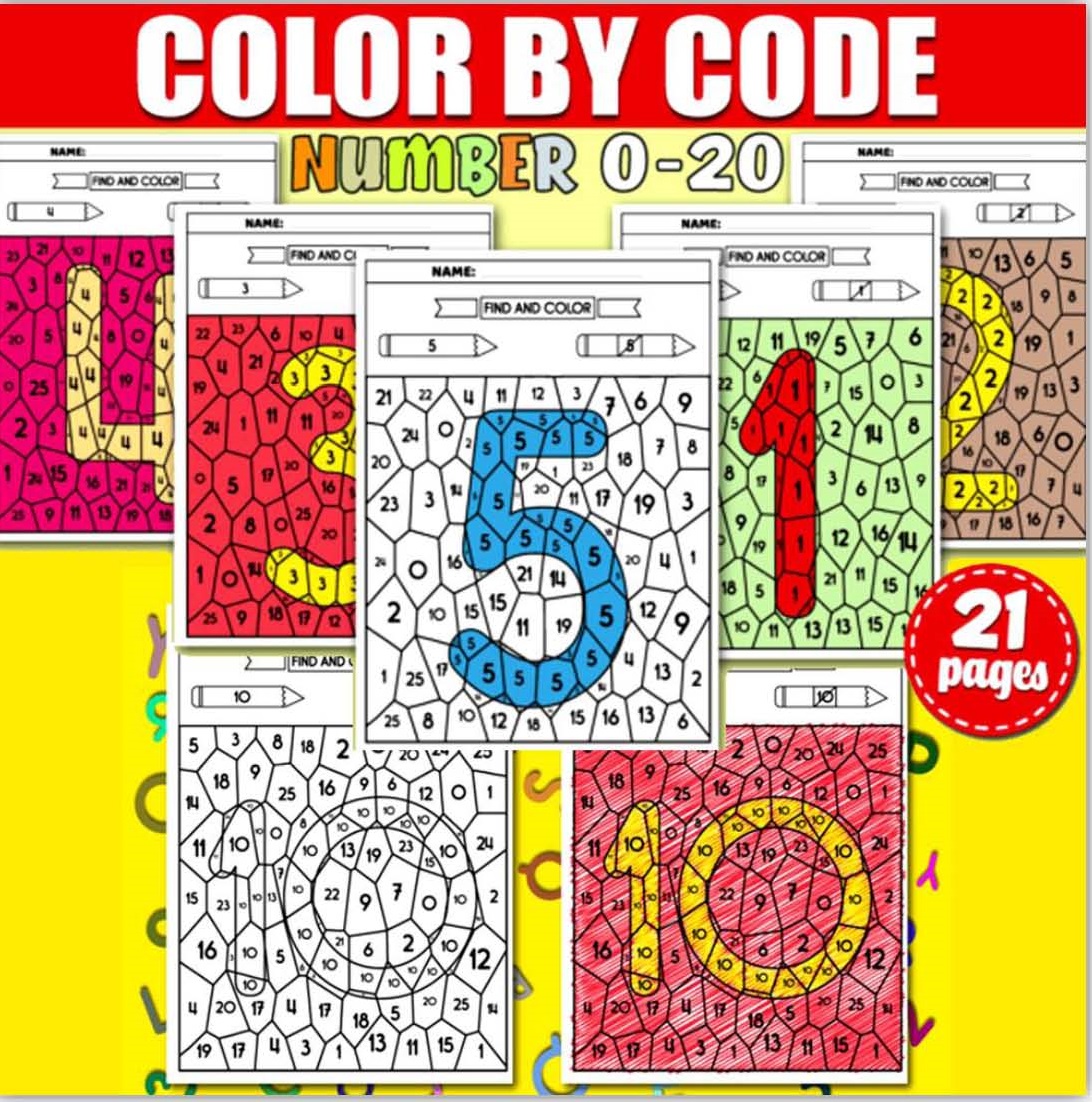 Color by Number Worksheet, Color by Code, Worksheets and Tea | Inspire ...