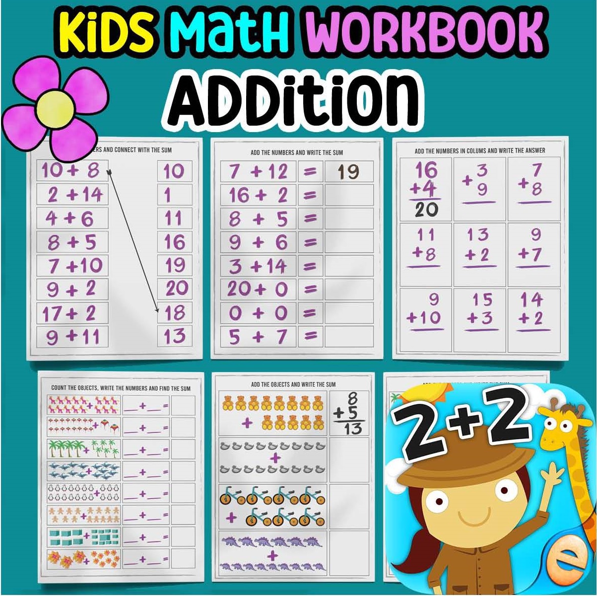 Kids Math Workbook, Addition Activity book - Inspire Uplift