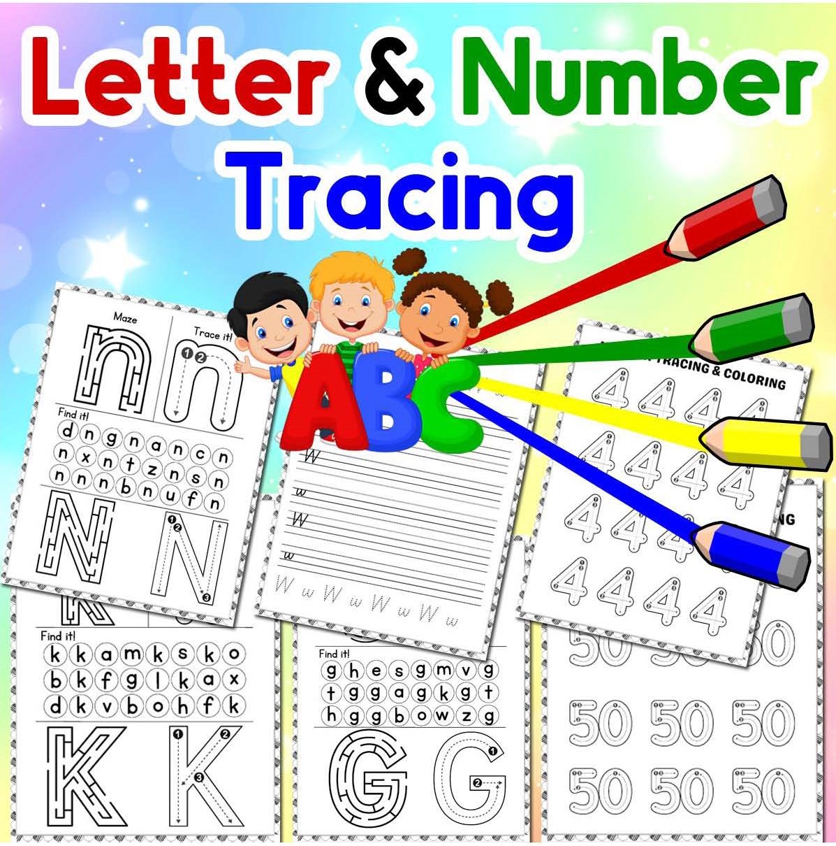 Letter and Number Tracing Activity book for kids, Canva Temp | Inspire ...