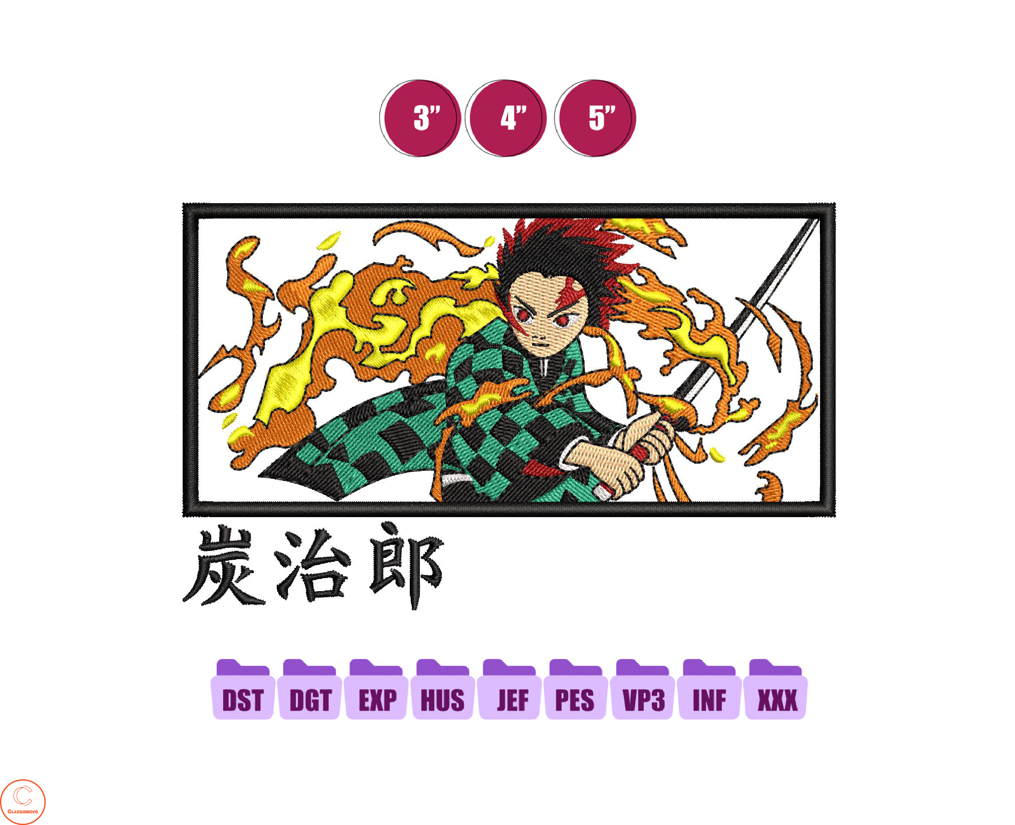 Tanjiro Fire Box Anime Embroidery Design, Anime Embroidery D | Inspire ...