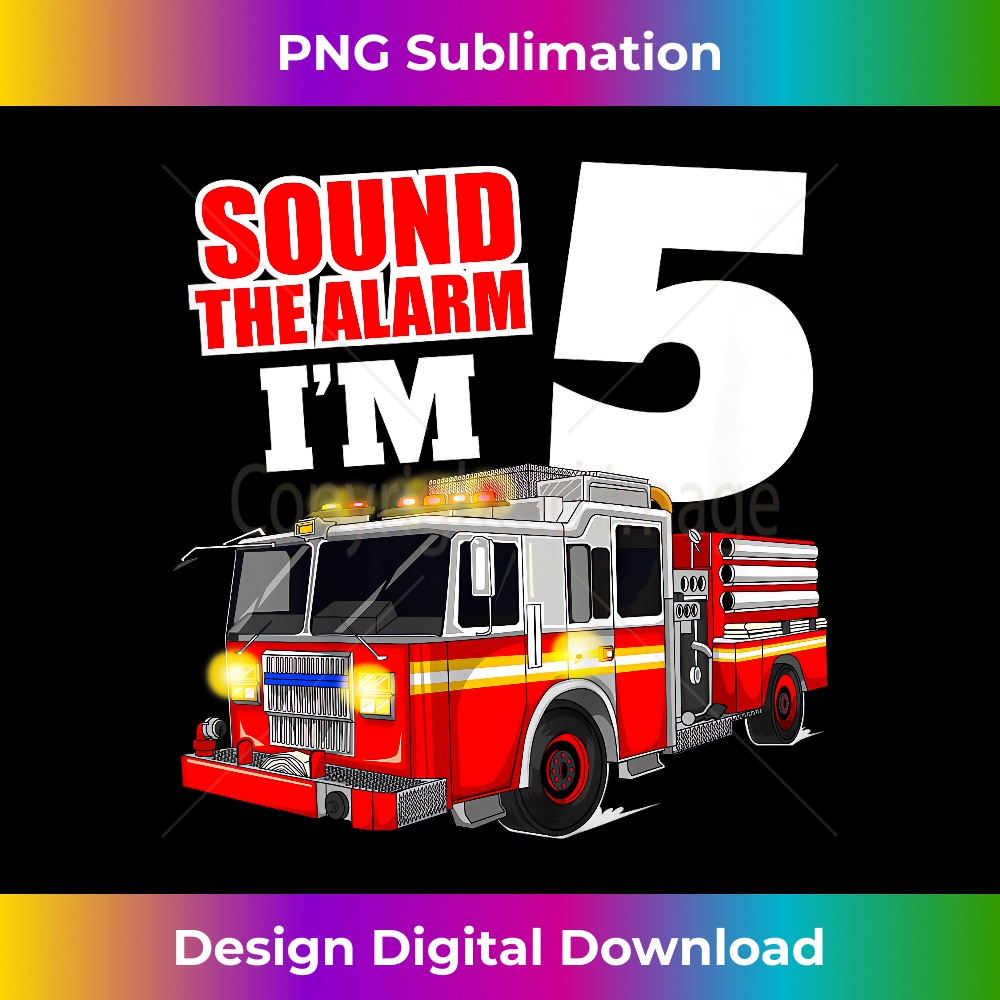 "Fire Truck 5th Birthday" Cake Topper - Red Glitter, Firefighter Theme Decoration For Boy's Party - View #3