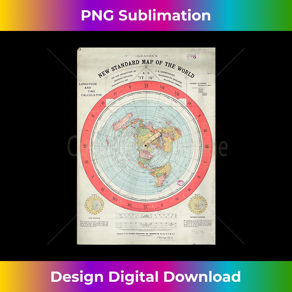 Map Gleason 1892 World Time Calculator Flat Earth Unframed Wall Art Print Poster Home Decor Premium Carte Monde Mur Affiche Accueil Déco - 4