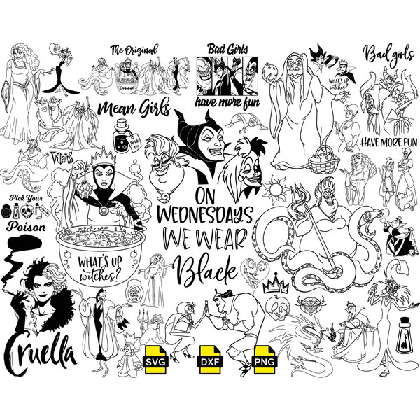Villains Bundle svg, Disney Villains svg, Villains Silhouett | Inspire