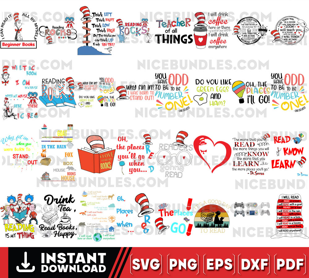 Dr Seuss Svg Bundle Layered Item- Dr. Seuss Quotes Cat In Th | Inspire ...