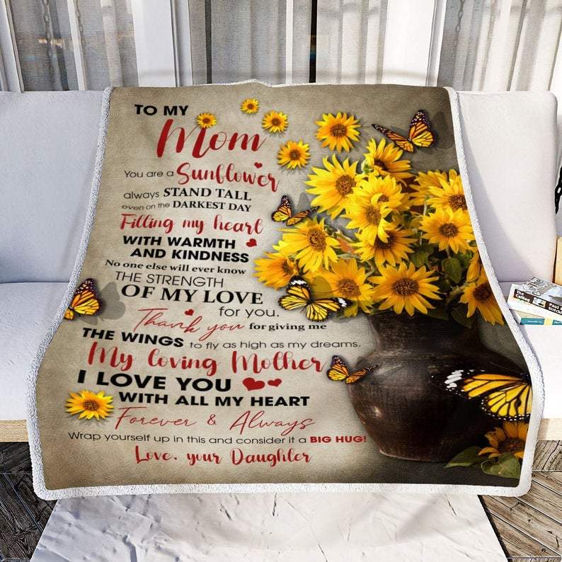 Personalized To My Mom Sunflower Blanket, I Love You With Al | Inspire ...