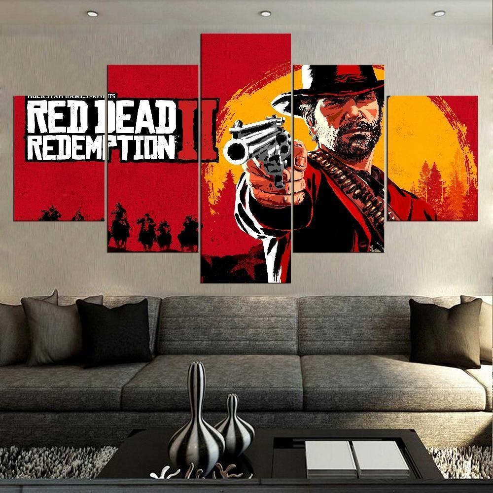Wall Texture Like Rdr2 Red Dead Redemption 2 Background Gaming 5 Pieces Canvas Wall | Inspire ...