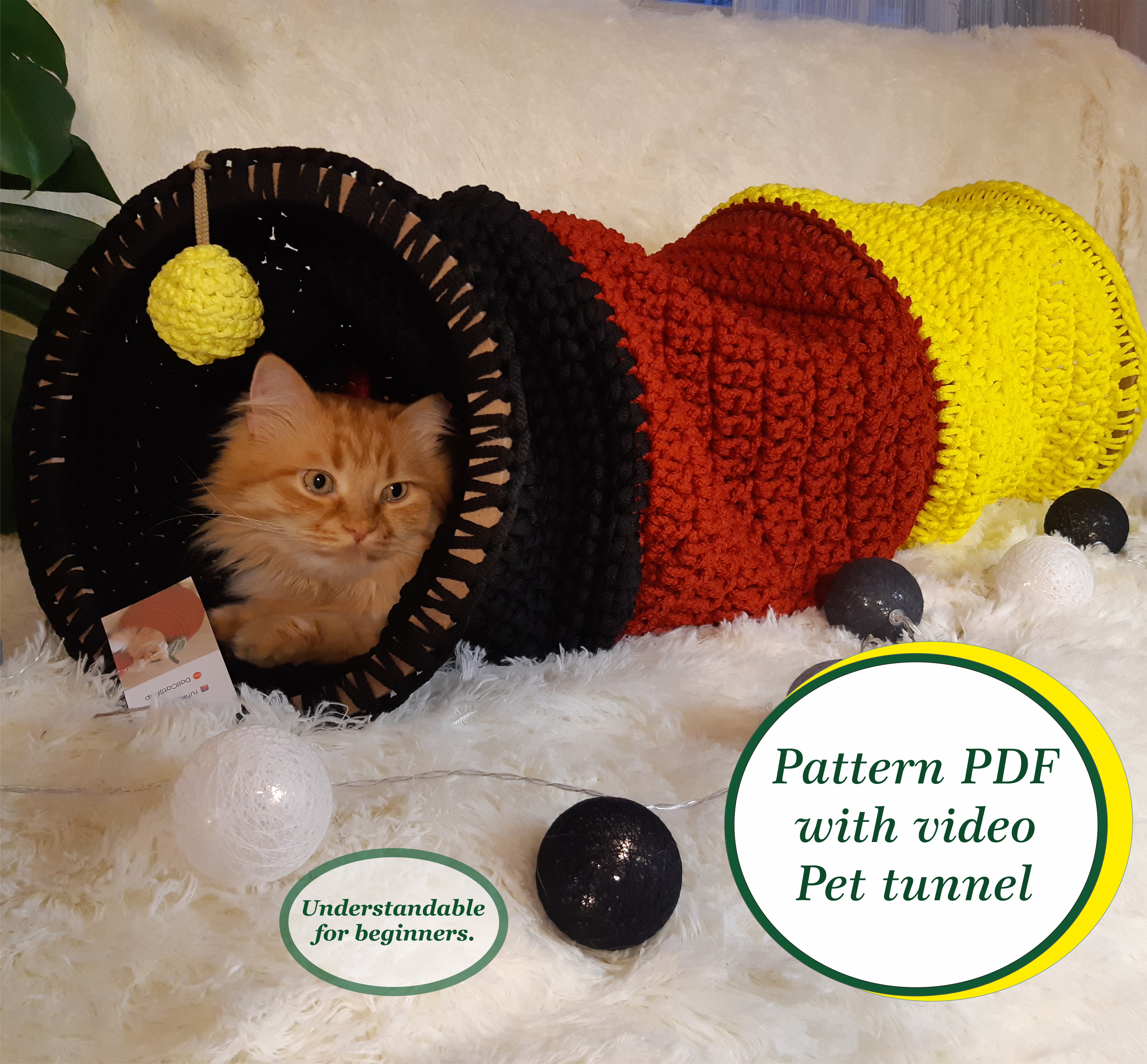 Crochet cat tunnel pattern Digital Instruction with video | Inspire Uplift