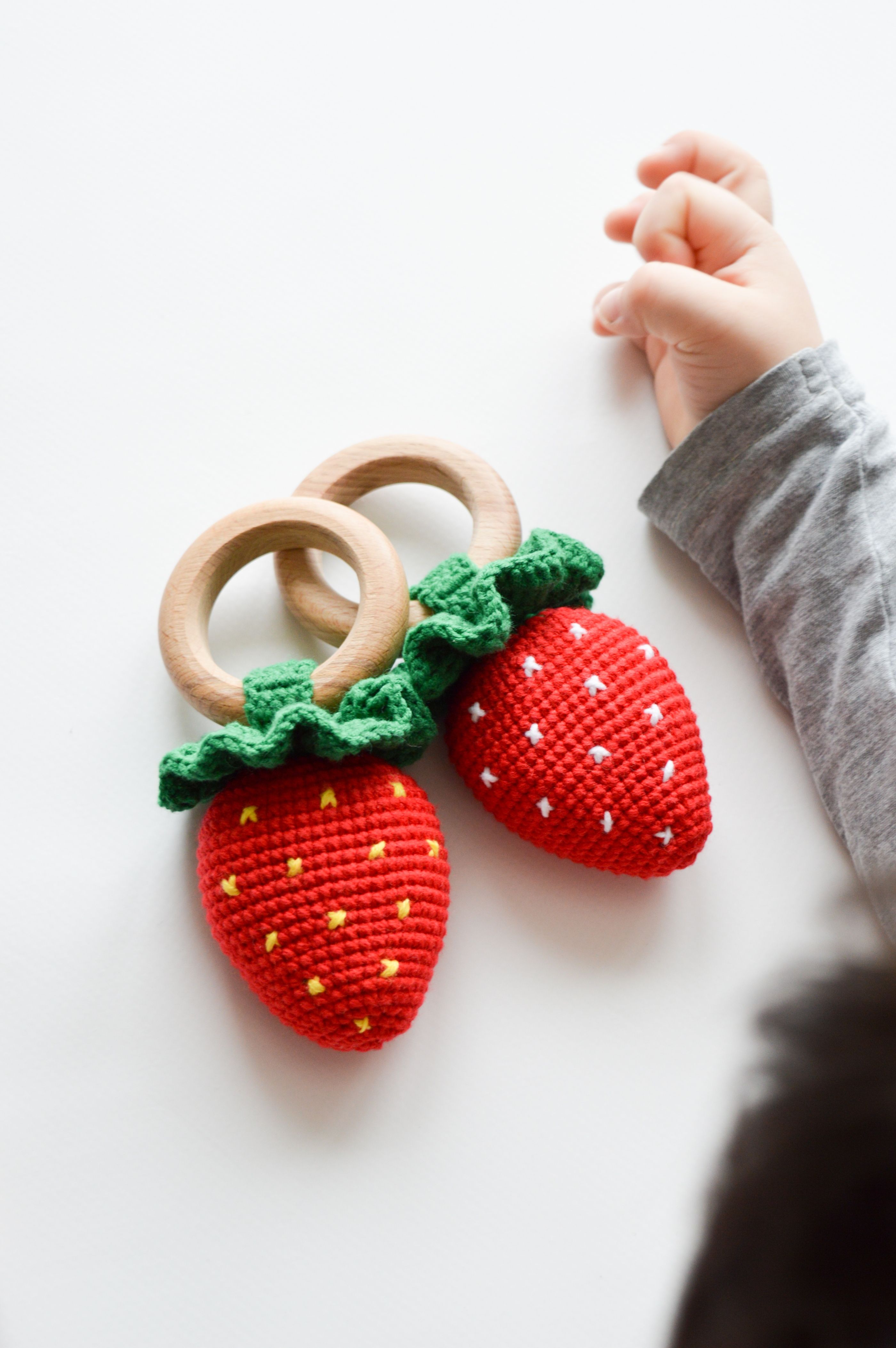 Strawberry baby rattle crochet pattern PDF | Inspire Uplift