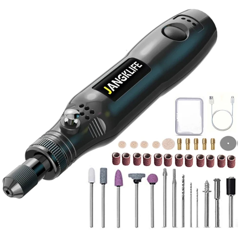 Mini Wireless USB Rotary Tool Kit, Cordless Engraving Pen for DIY Wood, Metal, Glass & Jewelry Projects