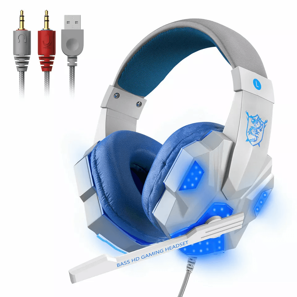 Gaming Headset with Mic, LED Lights, Stereo Bass Surround for PC, PS4, Xbox One