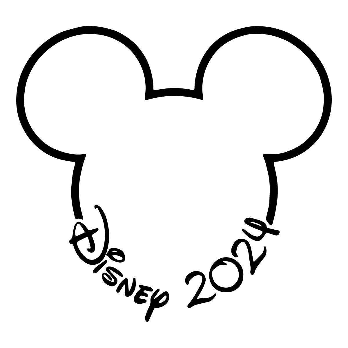 2024 Mickey Minnie Mouse Ears Bow Outline Travel Trip Vacati Inspire