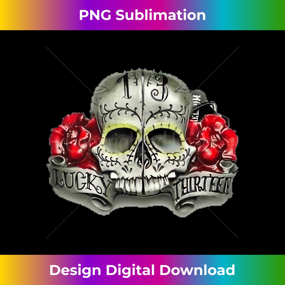 Lucky Number 13 Thirteen Distressed Skull and Roses - Minima | Inspire ...