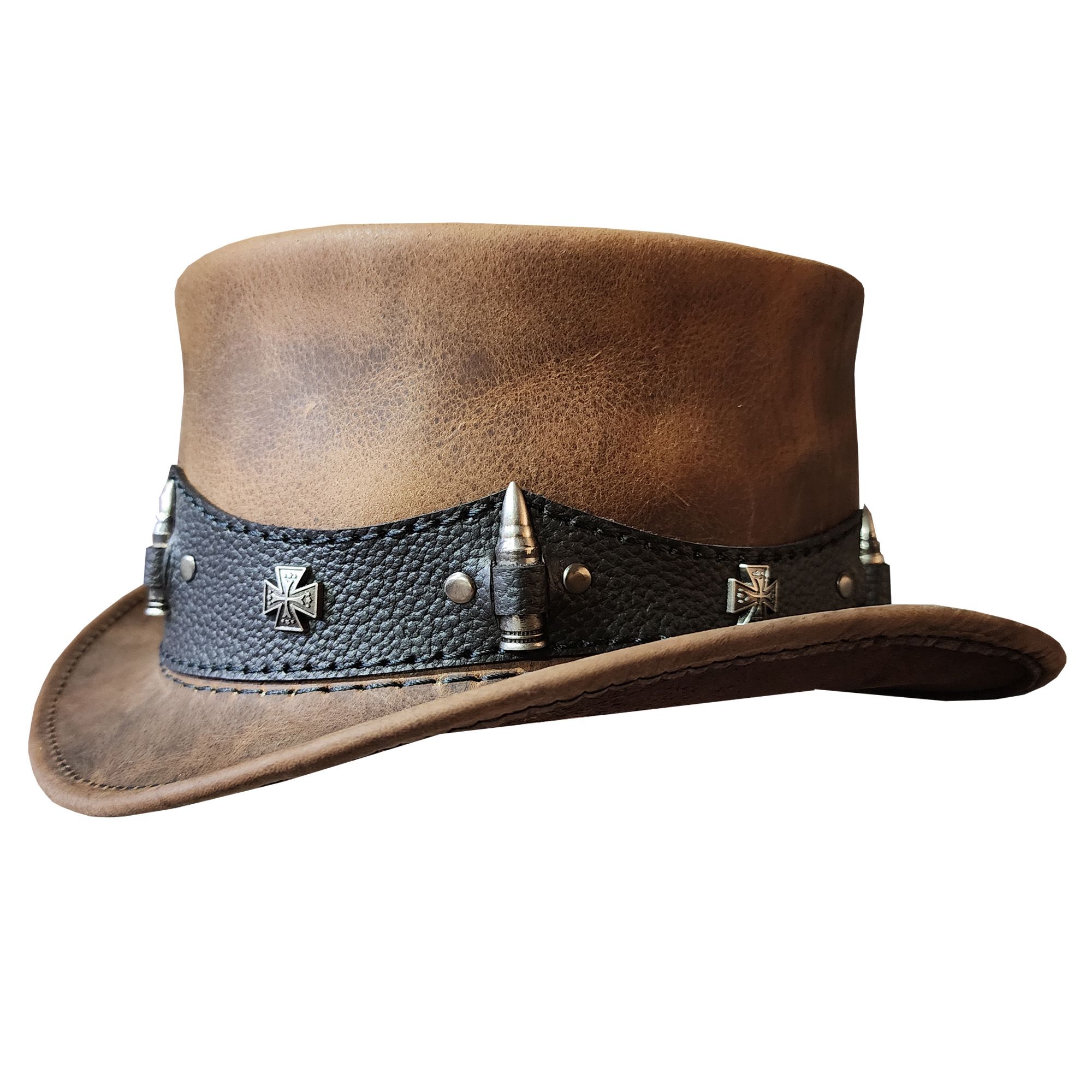 Rough Rider Vintage Leather Steampunk Top Hat | Inspire Uplift