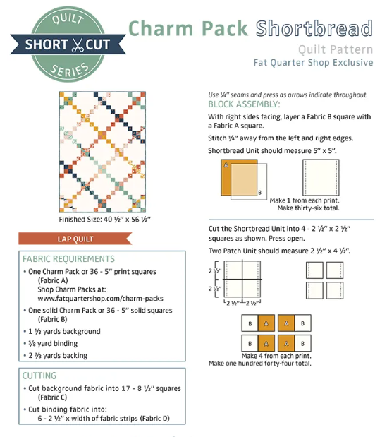 Charm Pack Shortbread Shortcut Quilt Pattern PDF | Inspire Uplift