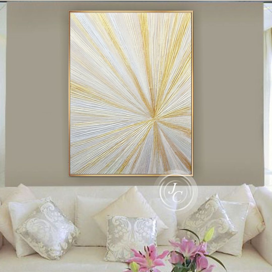 Gold and Beige Abstract Wall Art Textured Painting Modern Or | Inspire ...