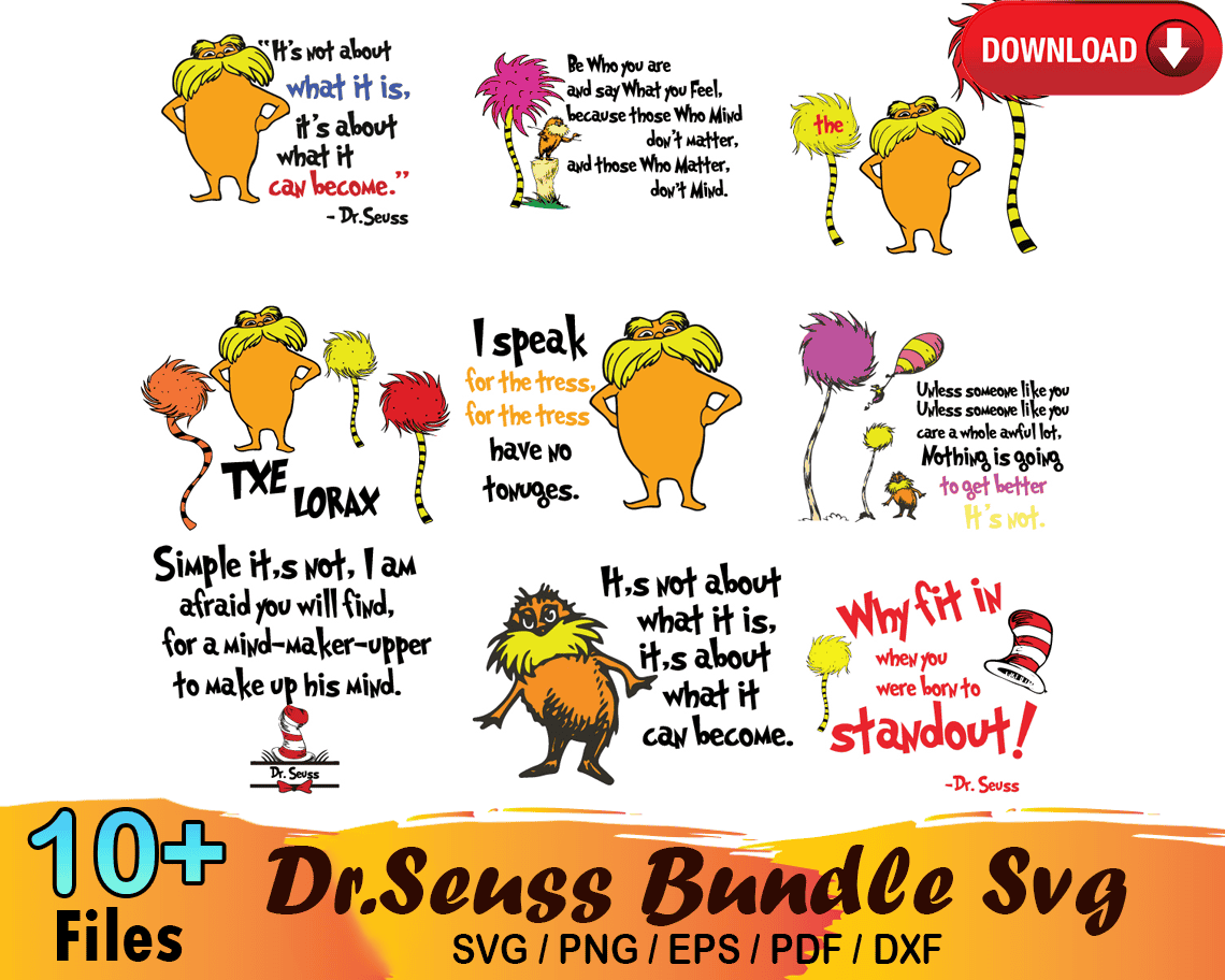 10 Lorax Trees Bundle Dr Seuss SVG | Inspire Uplift