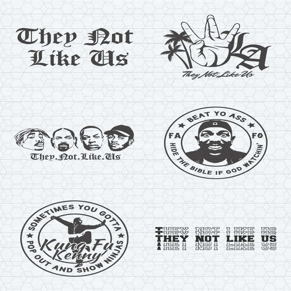They Not Like Us Hip Hop Rappers SVG Bundle | Inspire Uplift