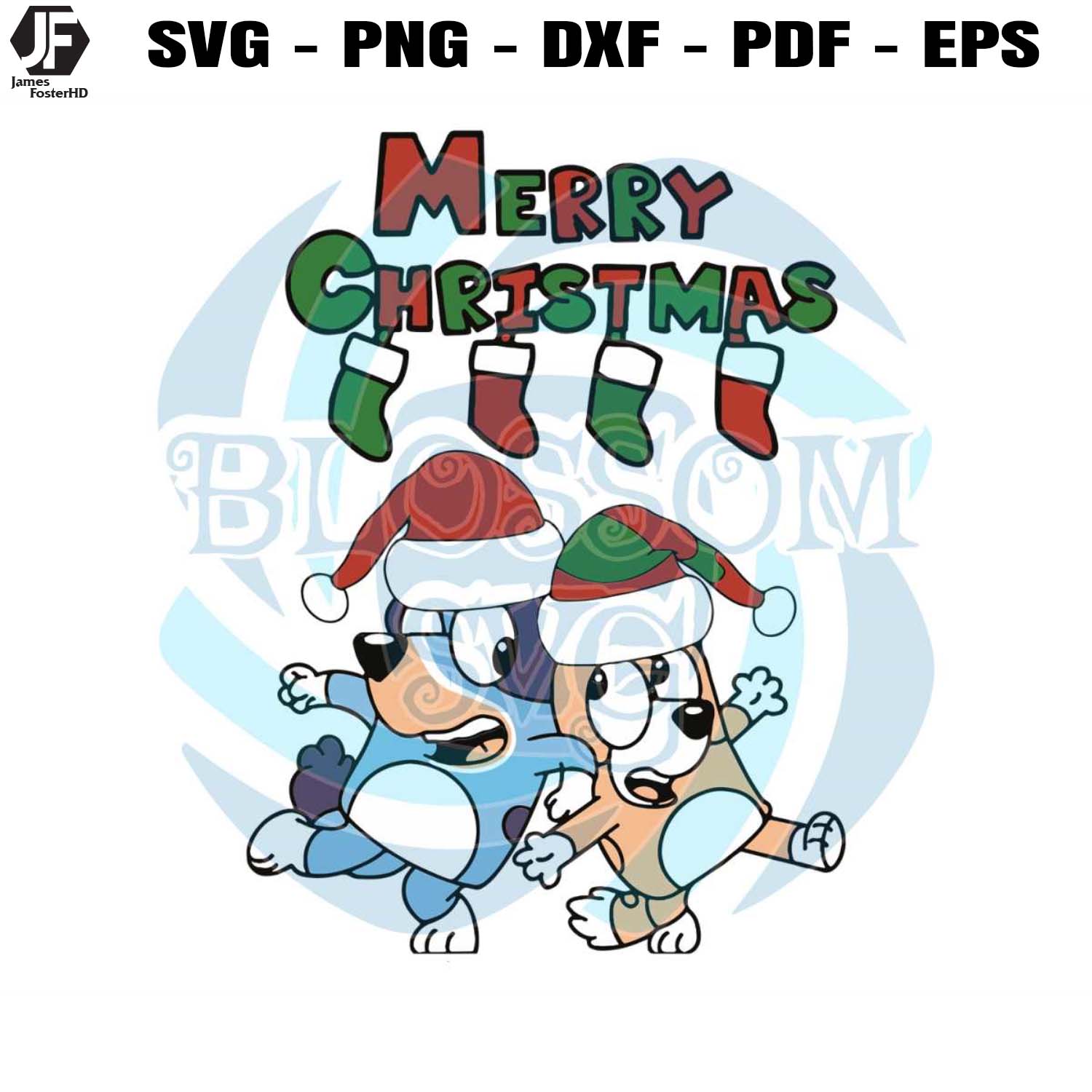 Bluey Ugly Merry Christmas Bluey And Bingo SVG Download - Inspire Uplift