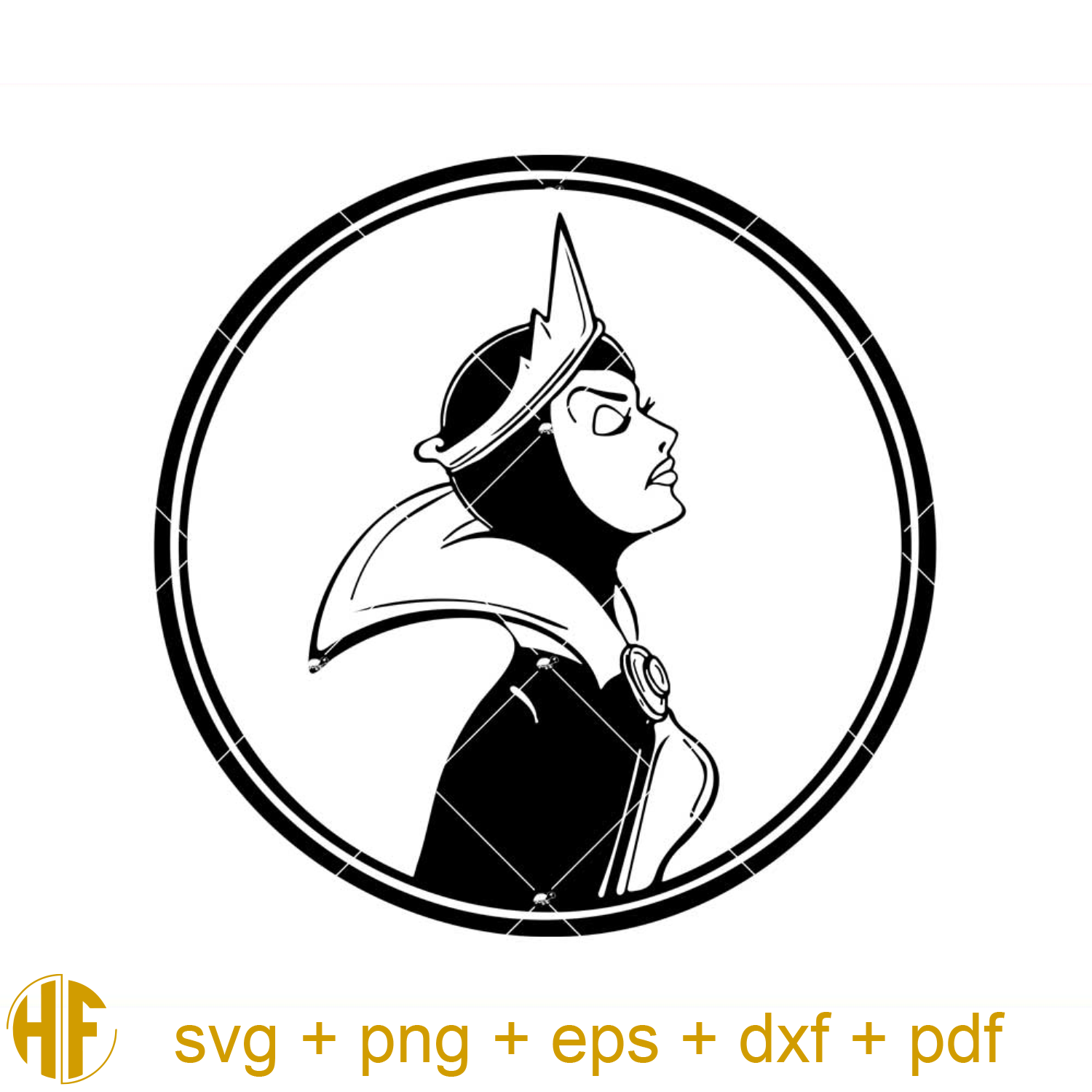 Evil Queen Round Frame Svg, Fairy Tale Villain Svg, Cartoon. | Inspire ...