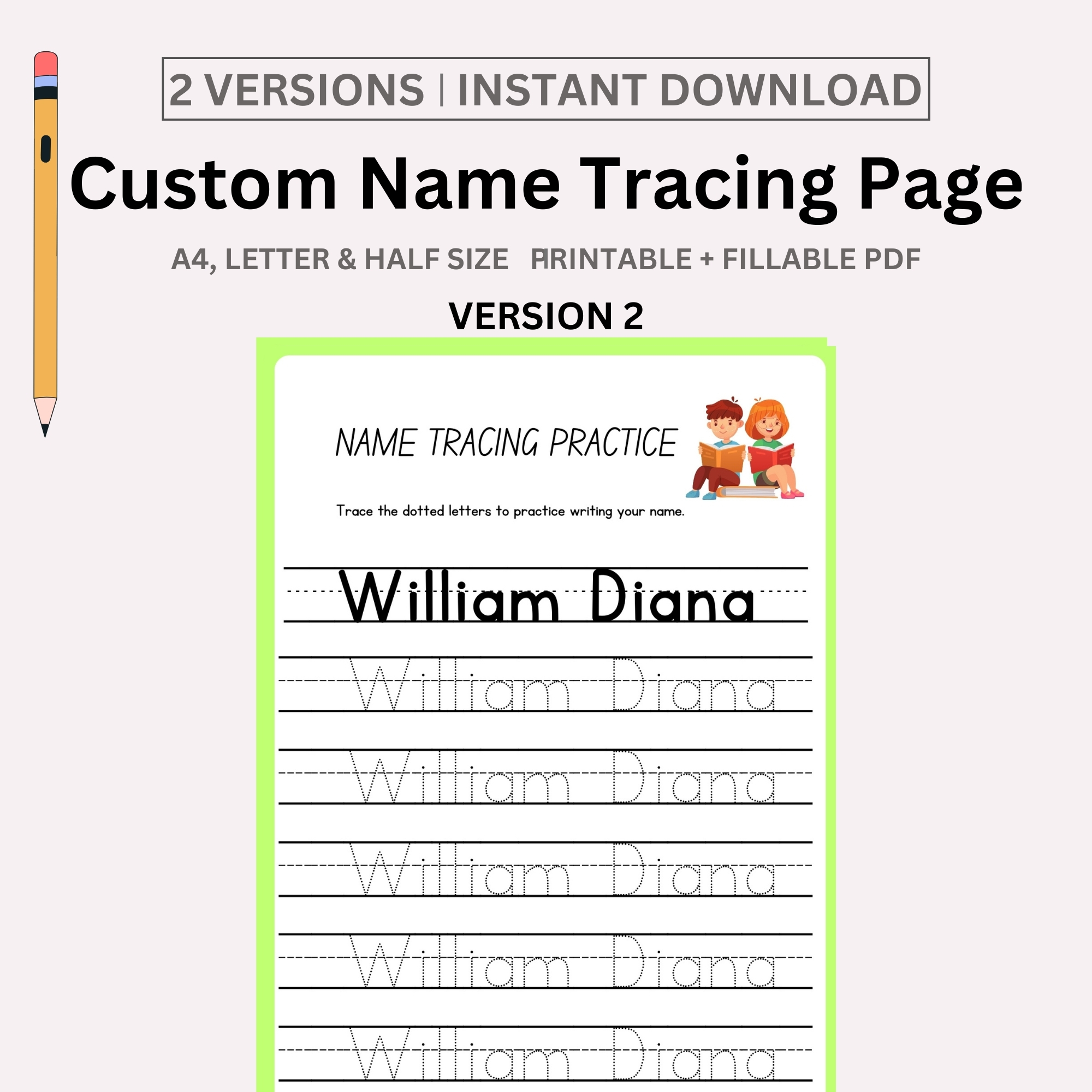 Custom Name Tracing Sheet Handwriting Practice Personalized | Inspire ...