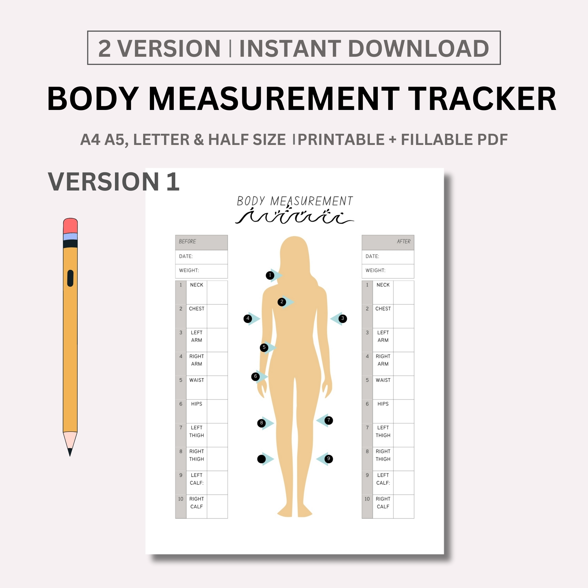 Body Measurement Tracker Printable | Weight Loss Tracker | B | Inspire ...