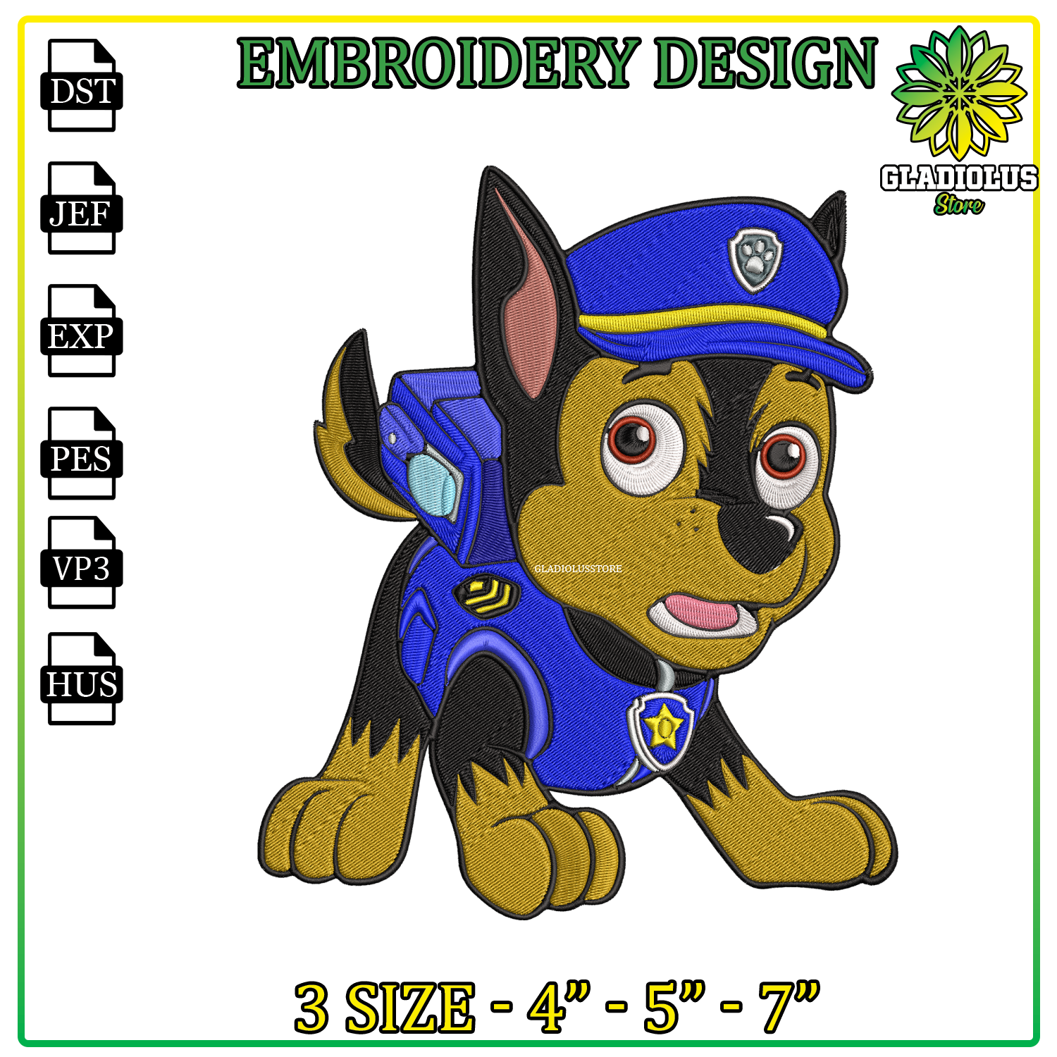 Embroidery Design Chase paw patrol, Paw patrol Clipart, Cart | Inspire ...