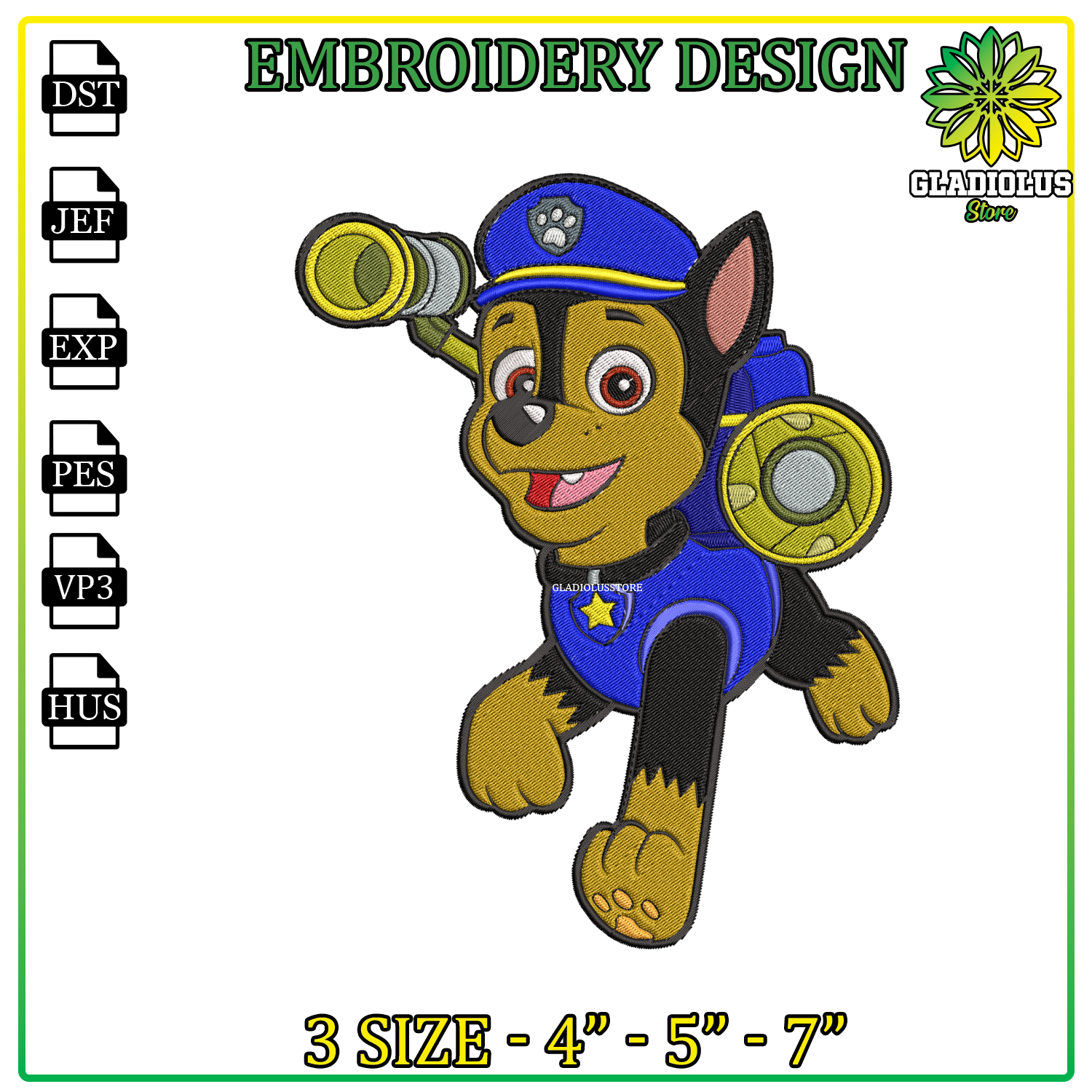Embroidery Design Chase paw patrol, Paw patrol Clipart, Cart | Inspire ...
