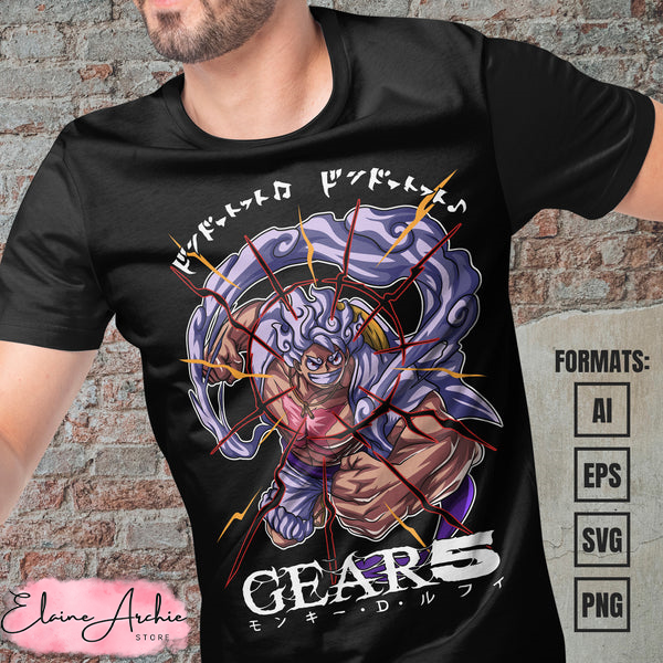 Premium Luffy Gear 5 One Piece Anime Vector T-shirt Design T | Inspire ...