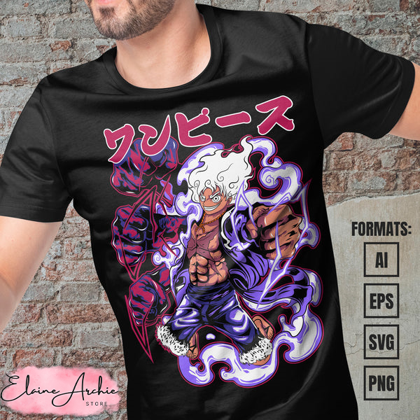 Premium Luffy Gear 5 One Piece Anime Vector T-shirt Design T | Inspire ...