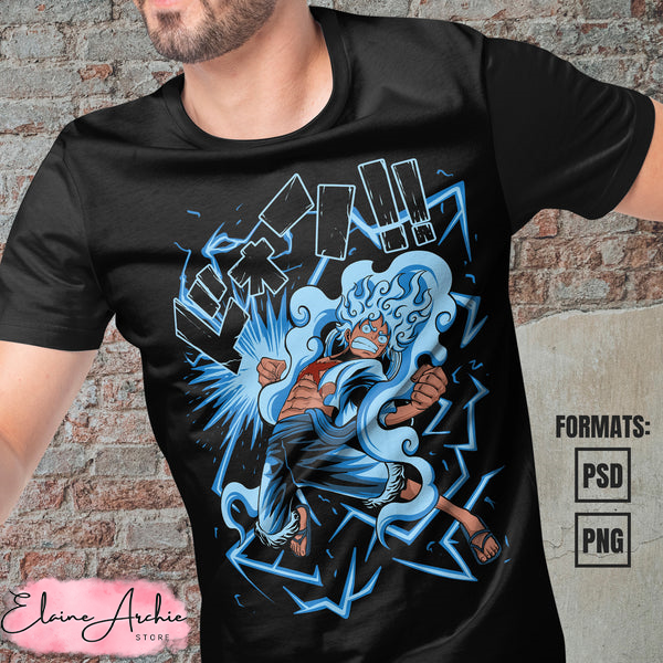 Premium Luffy Gear 5 One Piece Anime Vector T-shirt Design T - Inspire ...