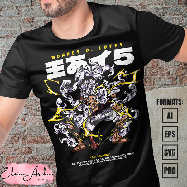 Premium Luffy Gear 5 One Piece Anime Vector T-shirt Design T | Inspire ...