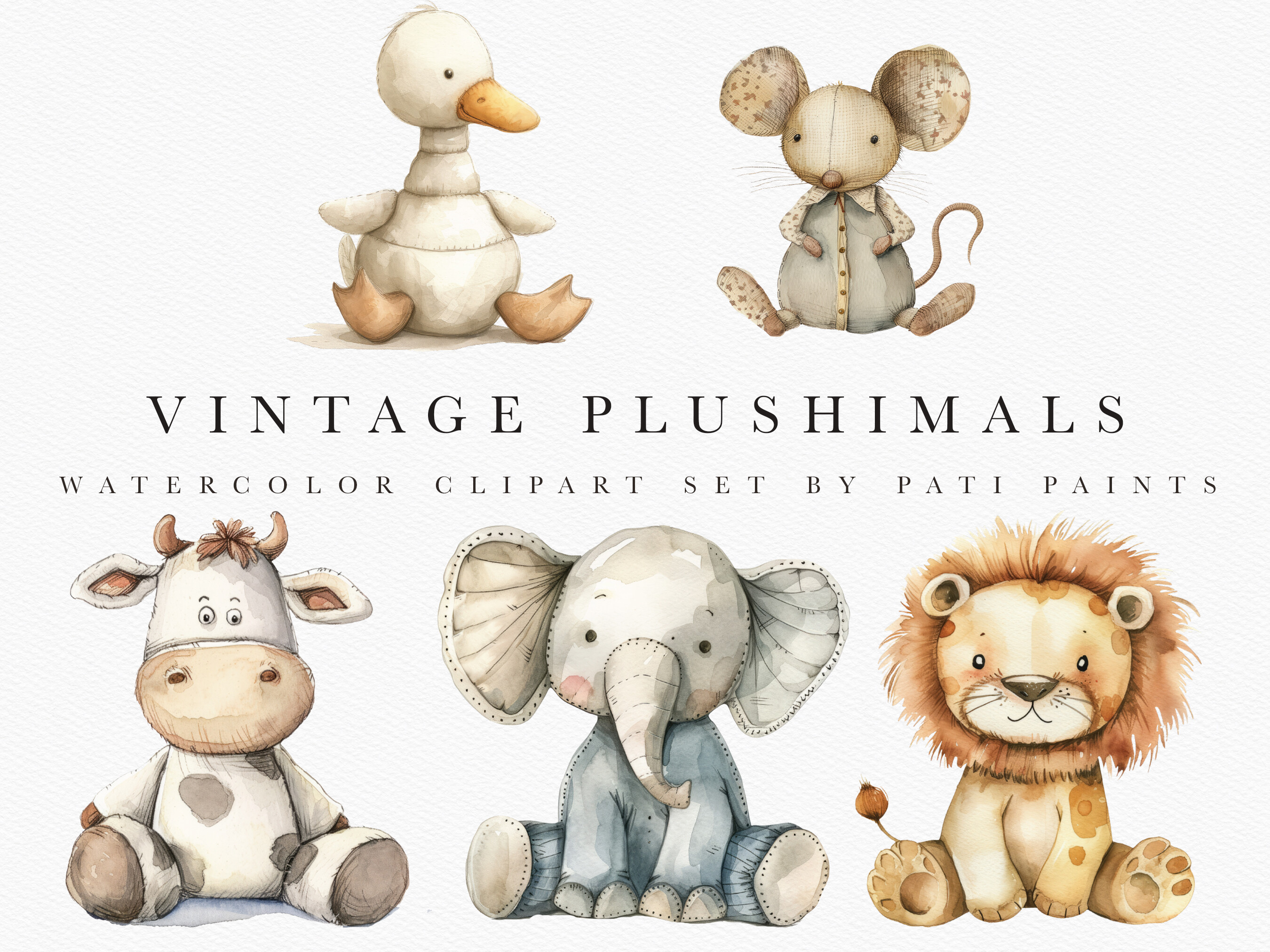 Watercolor Nursery Animal Clipart Bundle for Baby Shower Inv | Inspire ...