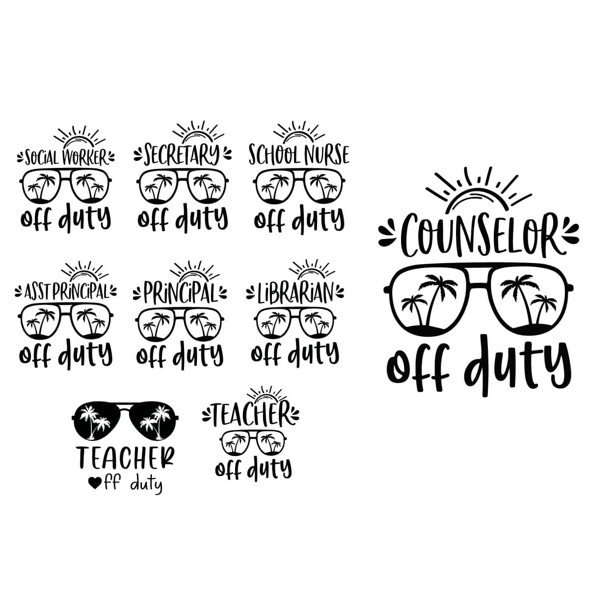 Off Topic Svg Off Duty SVG Bundle Teacher Off Duty SVG Counselor Off Duty | Inspire ...