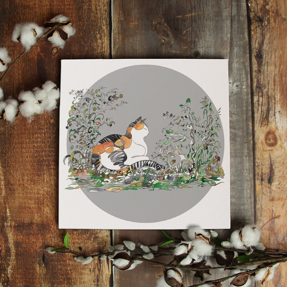 Cat Square Canvas, Cat Wall Art Canvas, Calico Cat In The Ga | Inspire ...