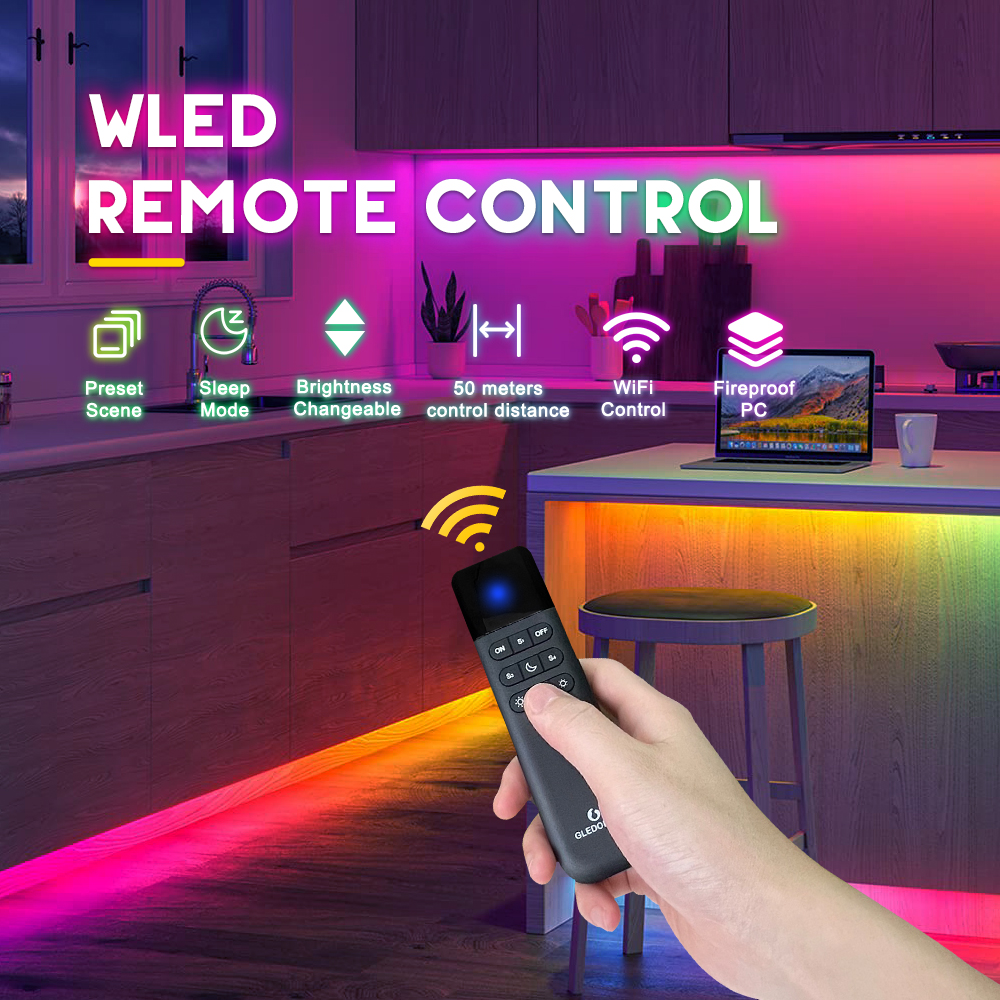 GLEDOPTO WLED Remote Control, WiFi Wireless LED Controller, Brightness Adjust, 4 Scenes Preset Night Light, 50M Distance