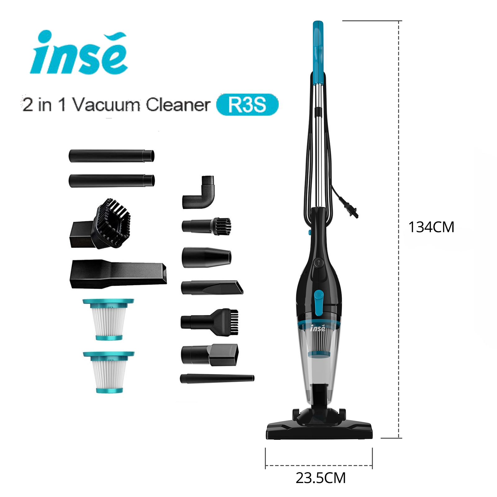 INSE R3S Corded Vacuum Cleaner, 16Kpa Powerful Suction, 6M Long Cord for Car & Hard Floor Cleaning