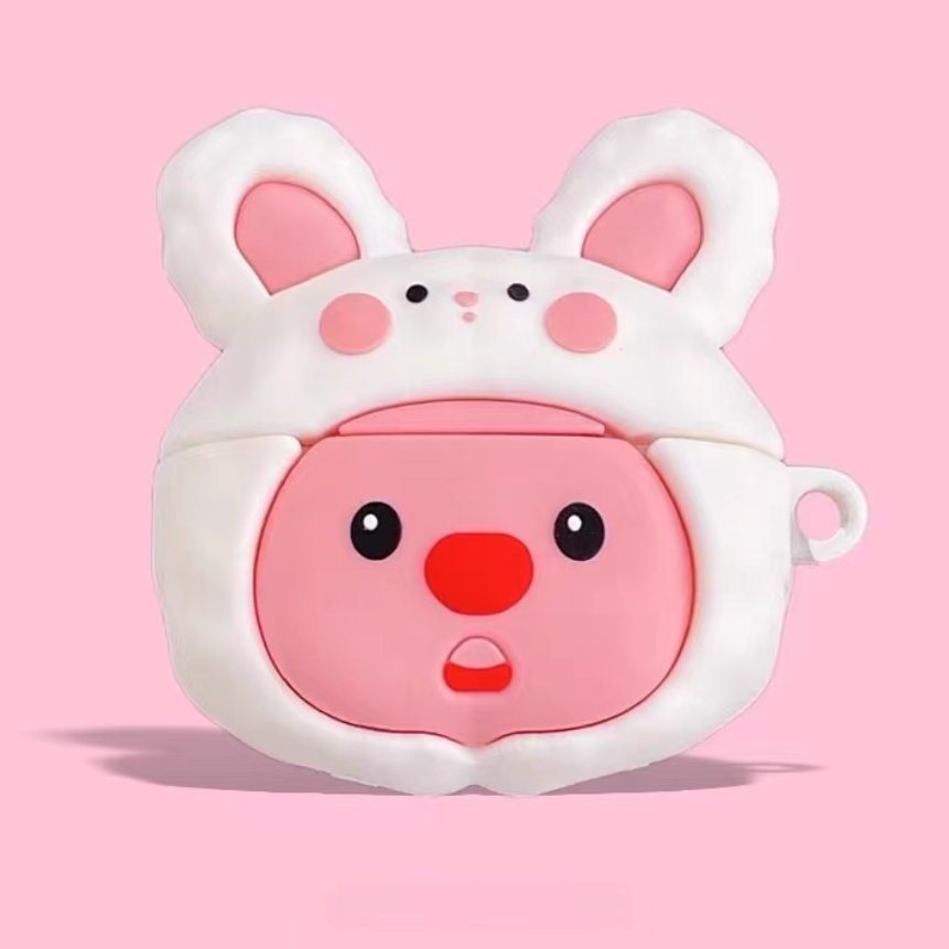 Loopy Beaver Rabbit Hat For Airpods 1 2 3 4 Pro, Pro 2 Silicone Case Cover with Accessories, Protective Earphone Case