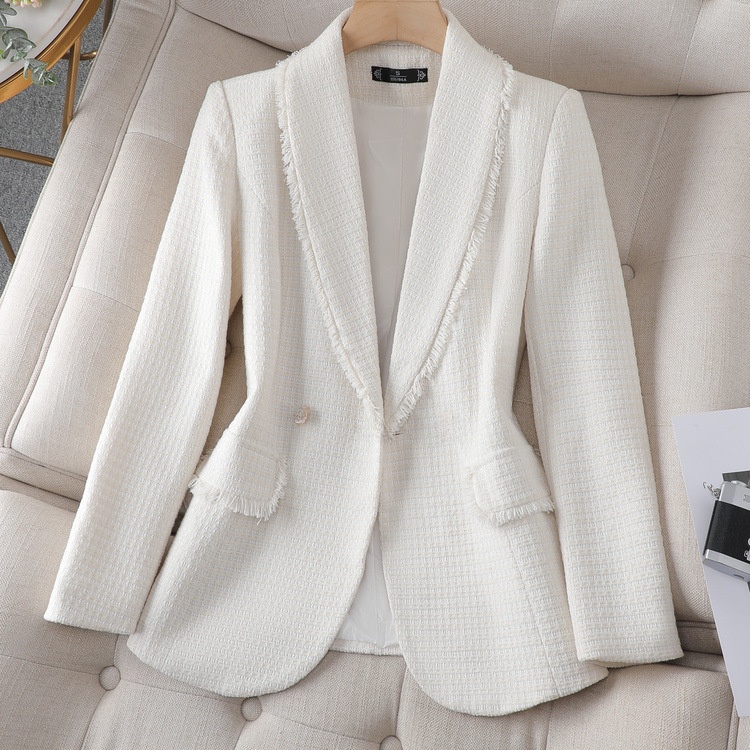 Ladies Premium Quality Blazer, Women Spring Fashion Thin Polyester Fabric, Folded Design Small Suit Jacket Coat
