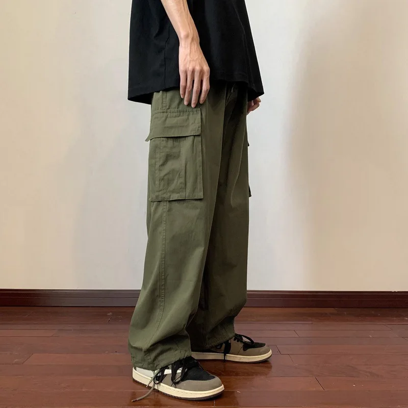 Cargo Pants, Military Green, Vintage Oversize Men’s Pants, Heavy Straight Leg Casual Pants