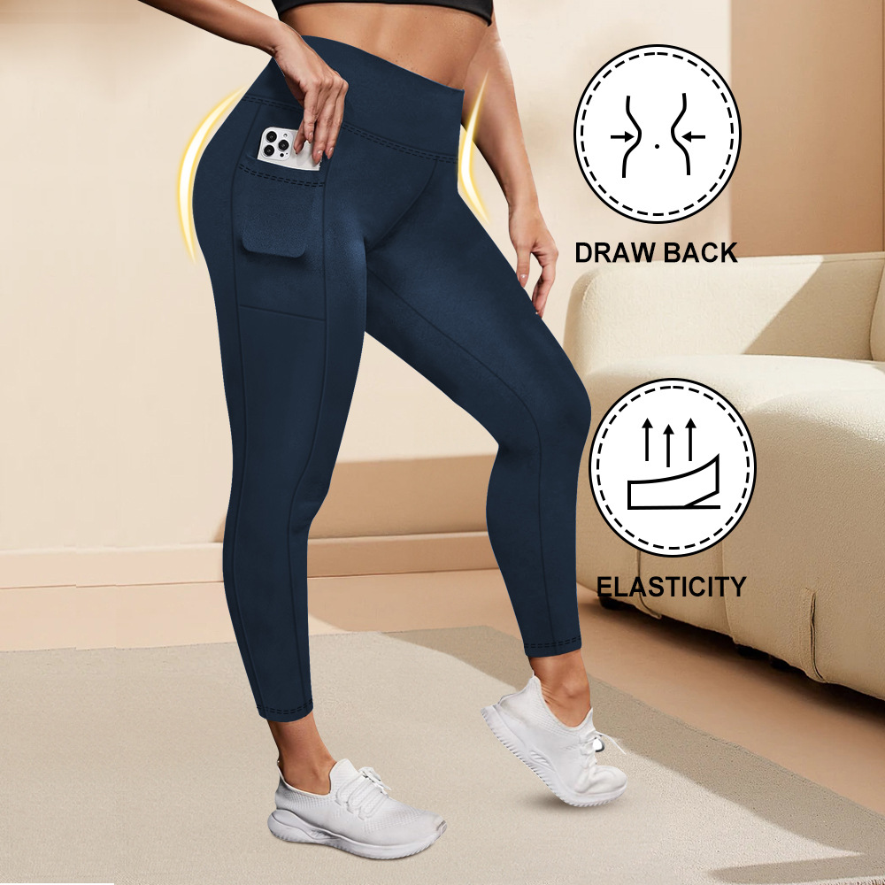 Women's High Waisted Yoga Leggings with Pockets, Plus Size, Butt Lifting Workout Leggings, Elastic Activewear for Gym