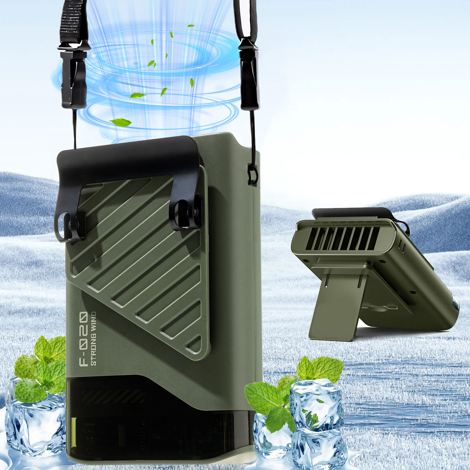 Portable Waist & Neck Hanging Fan Belt Clip Quiet Hands Free Personal Cooling Fan for Outdoor Travel