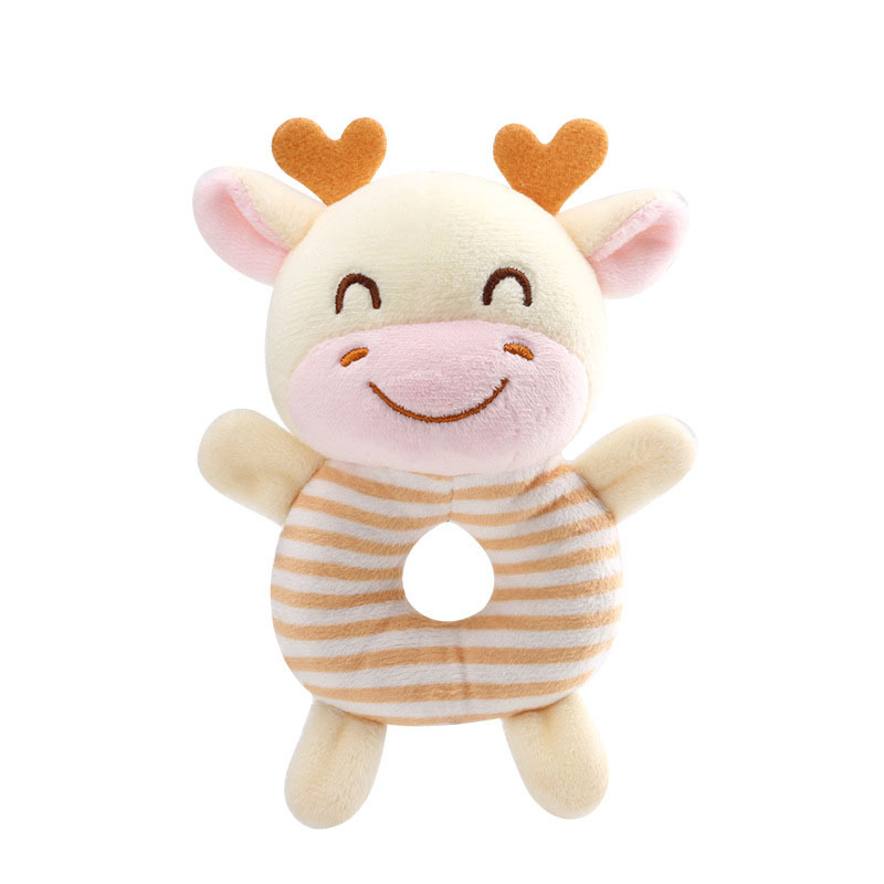 Baby Animal Plush Rattle Toy for Newborns Sensory Hand Ring Learning Toy