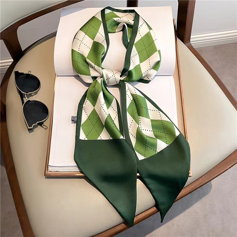 Elegant Skinny Silk Scarf Satin Hair Ribbon Neck Tie Headband Bag Handle Scarf for Women