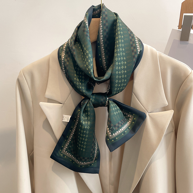 Elegant Skinny Silk Scarf Korean Neck Scarf Narrow Twilly Ribbon for Women