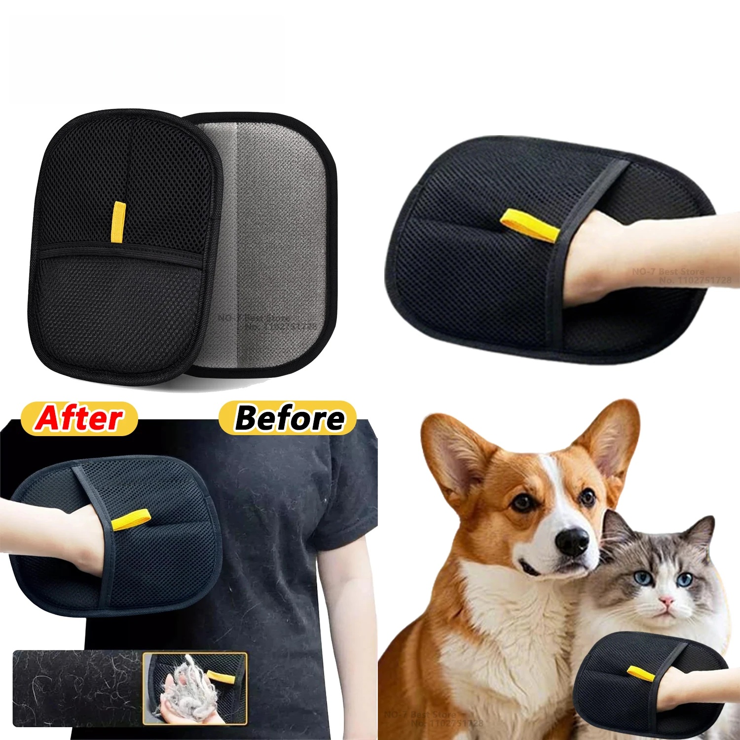 StaticClean Pet Hair Remover Glove Double Sided Pet Grooming Glove for Cats Dogs & Furniture
